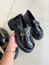 Buckle Straps Decor Thick Soled Round Toe Shoes